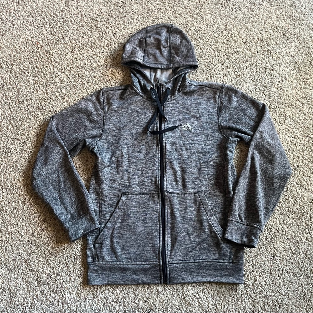 Men’s Adidas Gray Zip Up Lightweight Hoodie; Small
